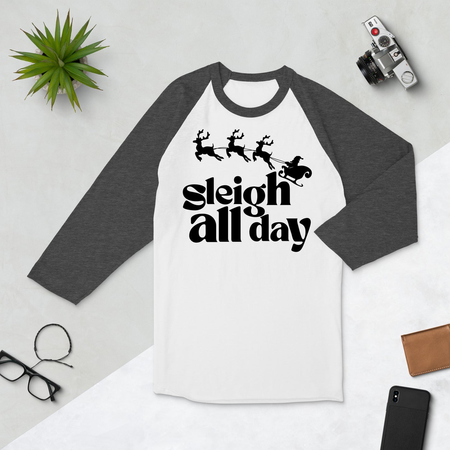 Sleigh All Day 3/4 sleeve Unisex raglan shirt