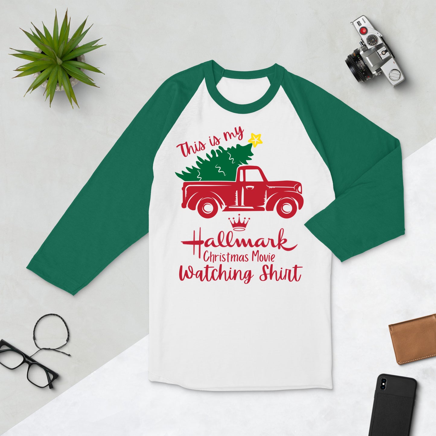 Hallmark Christmas Movie 3/4 sleeve raglan shirt
