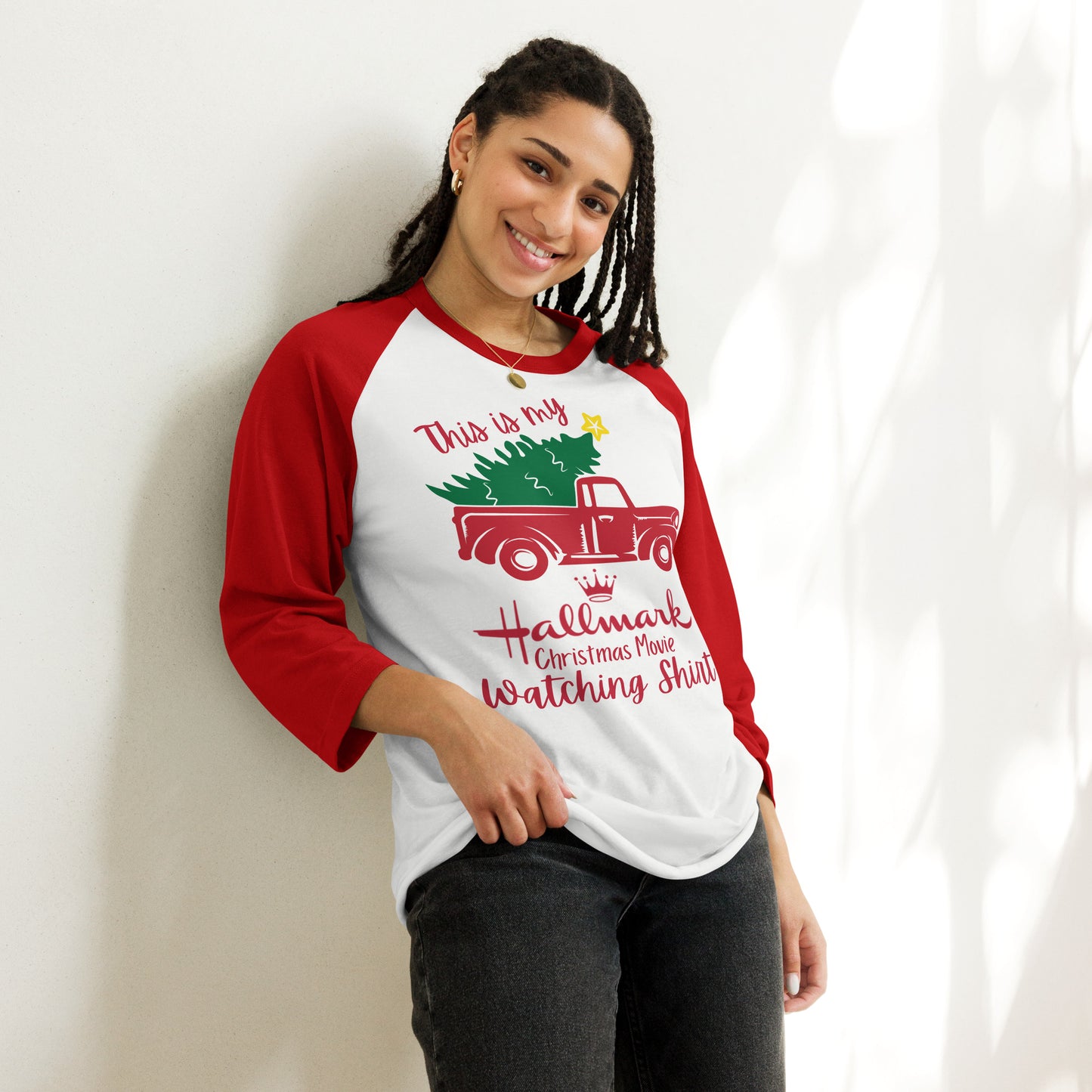 Hallmark Christmas Movie 3/4 sleeve raglan shirt