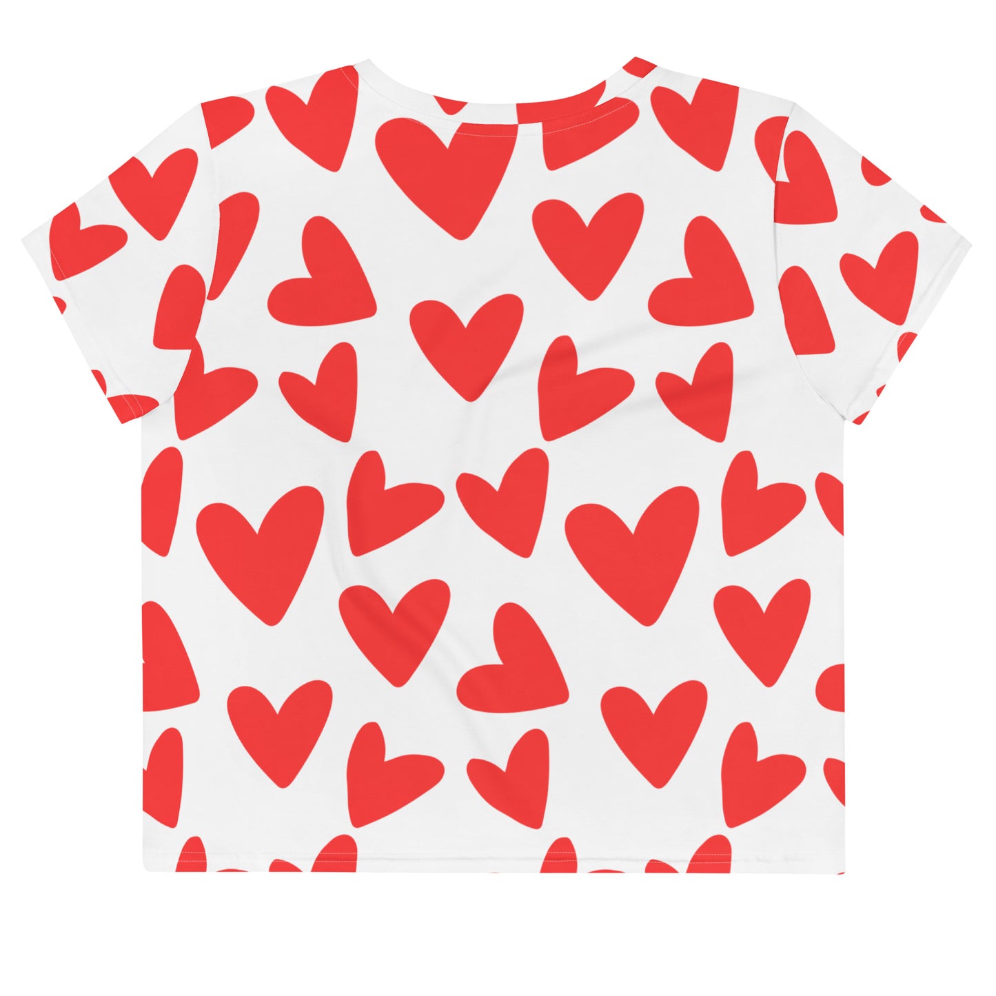 All-Over Red Heart Print Crop Tee