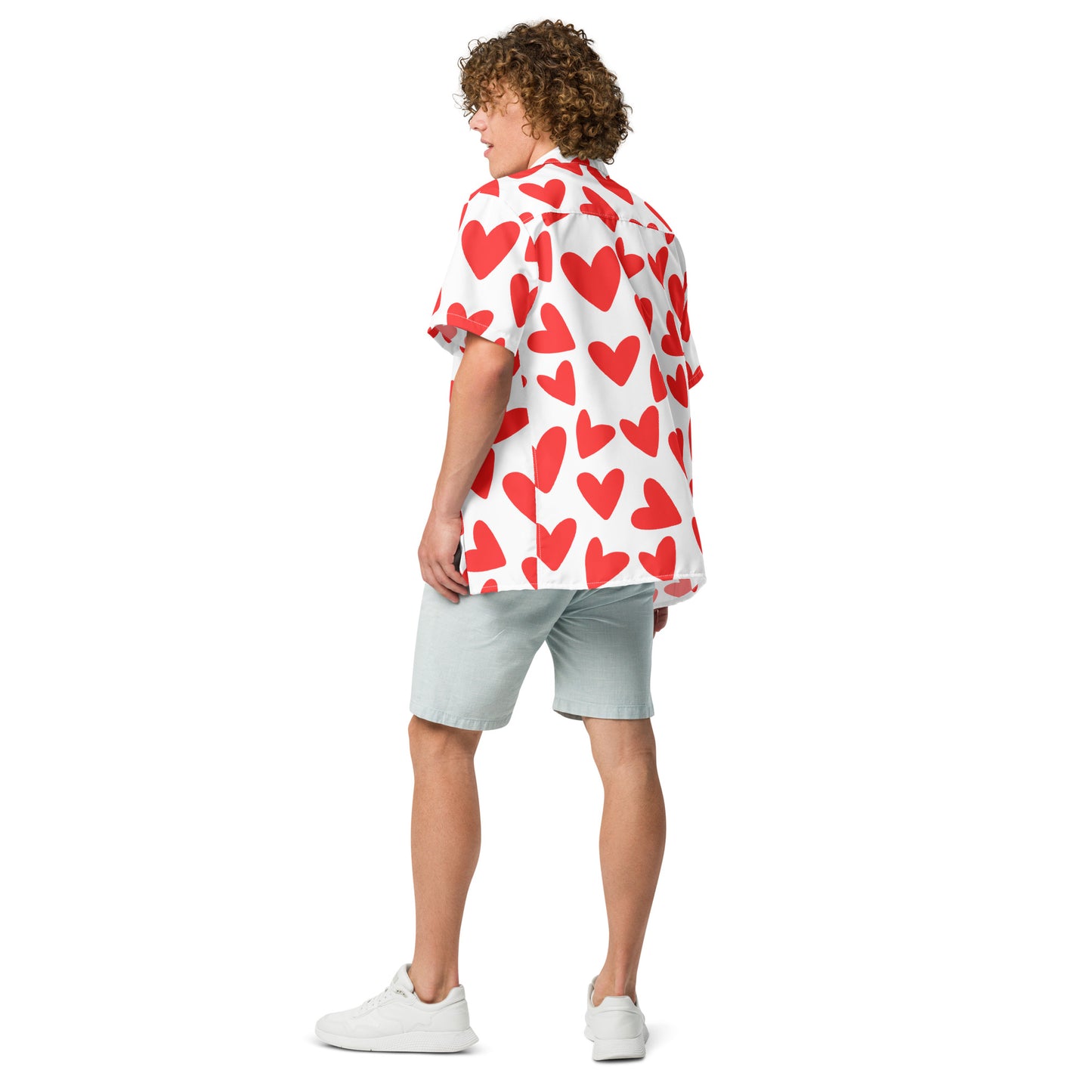 All-over Red Heart Unisex button shirt