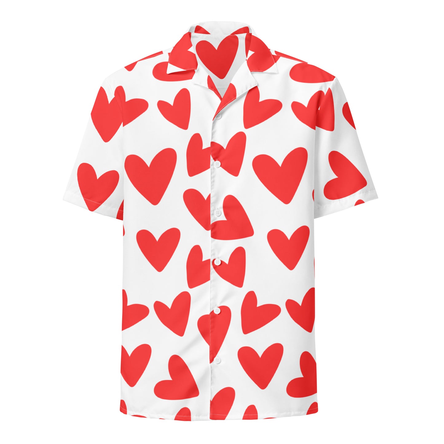 All-over Red Heart Unisex button shirt