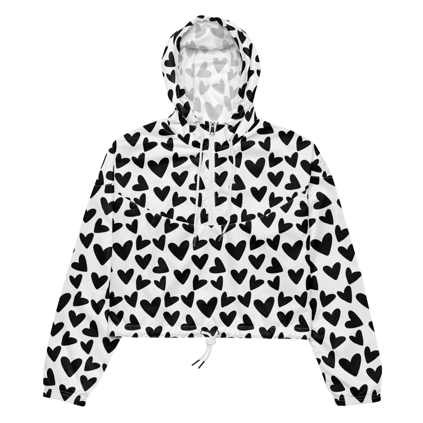 Black & White Heart cropped windbreaker